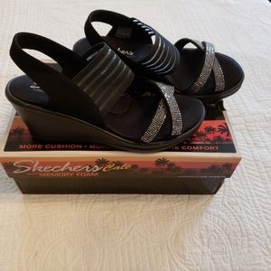 Black wedge sandals